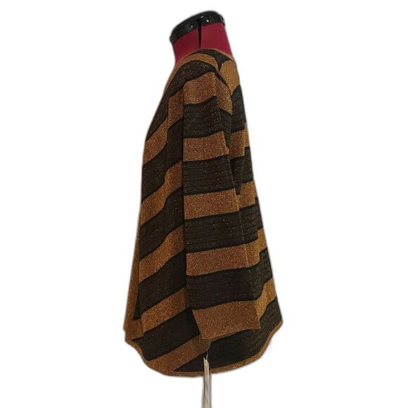 Alfred Dunner Cardigan Women Size Small Bronze Chevron Stripe Two-For-One NWT - Picture 4 of 9